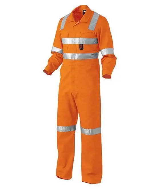 KingGee Work Wear Orange / 82R KingGee Hi-Vis Reflective Combination Drill Overall Cross Pattern K51015